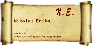 Nikolay Erika névjegykártya